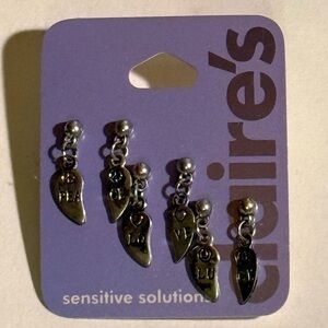 Claire’s Set of 3 Peace, Love & Luck Broken Heart Earrings